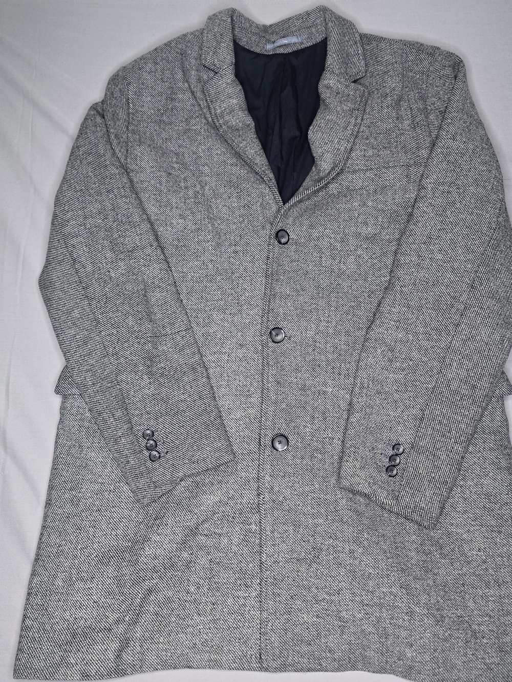 Old Navy Men's Gray Herringbone Wool-Blend Topcoat Overcoat XL